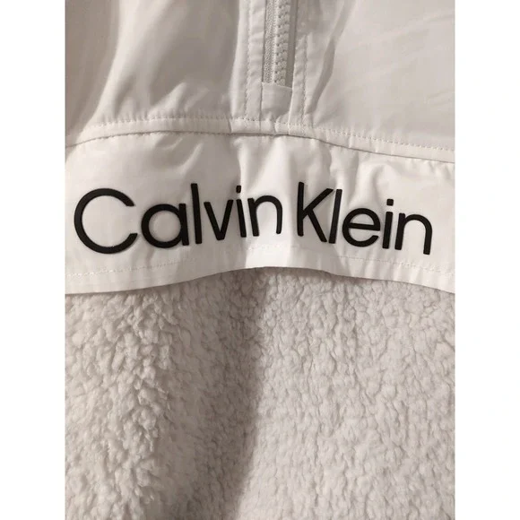 CALVIN KLEIN Fleece Jacket Windbreaker Half Zip Mock Neck Pockets Womens Small - Picture 6 of 6